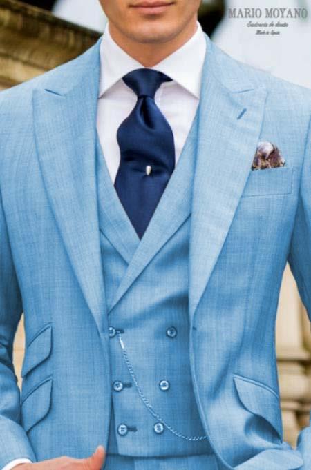 Call If Not Text Or Whatsup 3104300939 To Setup The Group - Call: 3104300939 Light Blue Suit With Double Breasted Vest Grooms And Groomsmen Suit - 38 Short Jacket+32 Waist Adjust 28to34)(Height: 5 4 to5 7 )(Neck  15-16.5)S-M)