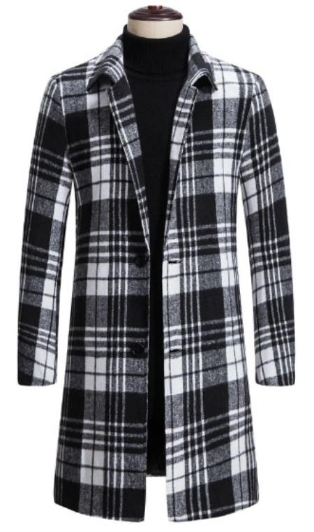 Men Plaid Print Overcoat Without Top - Coat Size 38