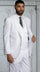 Mens Suits With Double Breasted Vest - White Peak Lapel Suits - Ticket Pocket - With Gold Buttons - Slim Fitted