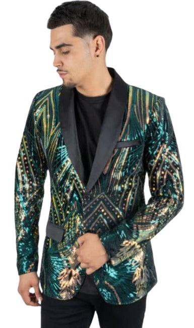 Mens Sequin Blazer - Shiny Stage Flashy Sport Coat - Slim Fit - S or Small