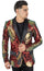 Mens Sequin Blazer - Shiny Stage Flashy Sport Coat - Slim Fit Red ~ Gold