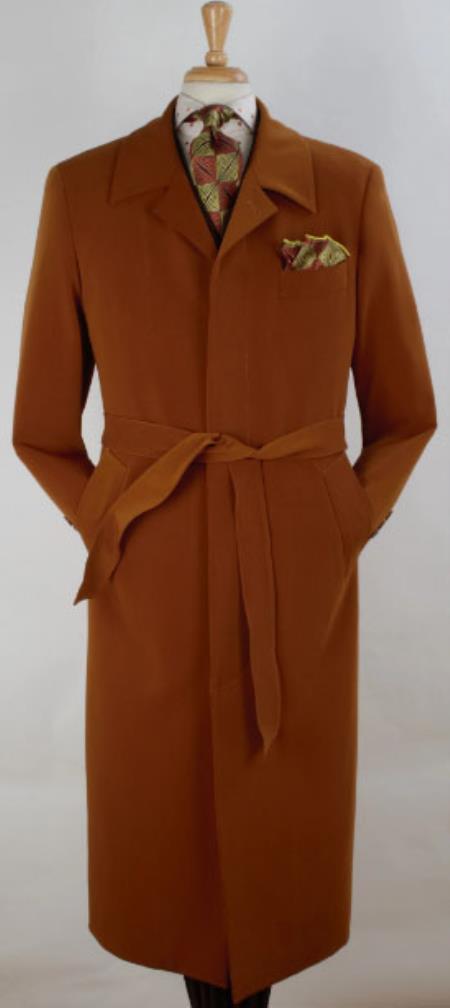 Mens Full Length Length Top Coat - Copper - S or Small