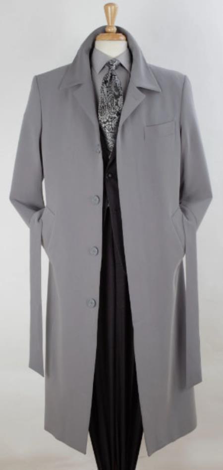 Mens Full Length Length Top Coat - Grey - M or Medium