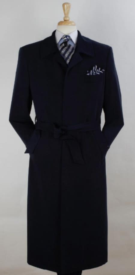 Mens Full Length Length Top Coat - Navy - M or Medium
