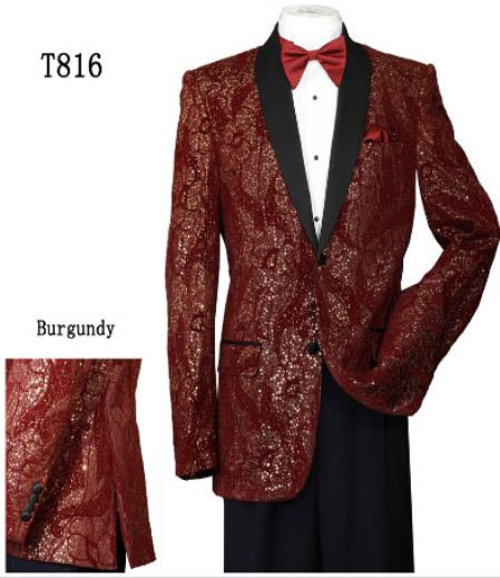Red and Gold Tuxedo Dinner Jacket - 38 Short Jacket+32 Waist Adjustable 28to34)(Height: 5’4”to5’7”)(Neck 15-16.5)S-M)