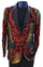 Mens Two Toned Sequin Blazer - Red Prom 2026 Shiny Tuxedo Slim Fit