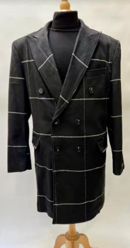 Mens Plaid Overcoat - Peacoat - Plaid Topcoats - Coat Size 38