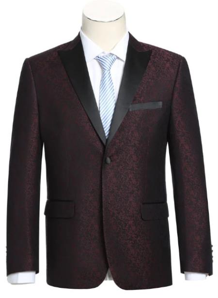 Mens Slim Fit Burgundy Tuxedo Blazer - 38 Short Jacket+32 Waist Adjust 28to34)(Height: 5 4 to5 7 )(Neck  15-16.5)S-M)