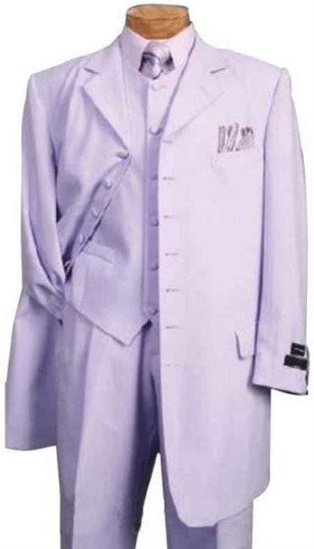 Lavender Suit 3PC Fashion Zoot With Vest Cover Buttons - 38 Short Jacket+32 Waist Adjustable 28to34)(Height: 5’4”to5’7”)(Neck 15-16.5)S-M)