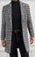 Mens Plaid Overcoat - Houndstooth Checker Pattern Topcoat - Black
