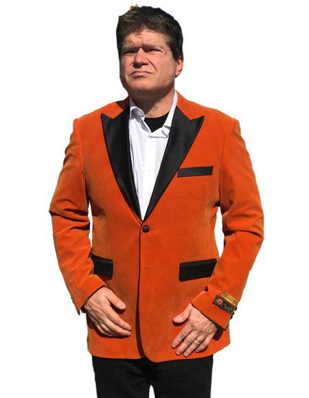 Mens Orange Tuxedo With Pants - Orange Prom 2026 Suit - 38 Short Jacket+32 Waist Adjustable 28to34)(Height: 5’4”to5’7”)(Neck 15-16.5)S-M)