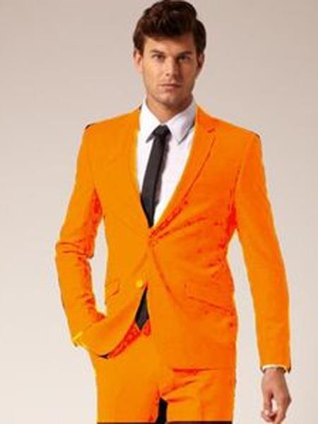 Mens Orange Tuxedo With Pants - Orange Prom 2026 Suit - 38 Short Jacket+32 Waist Adjustable 28to34)(Height: 5’4”to5’7”)(Neck 15-16.5)S-M)