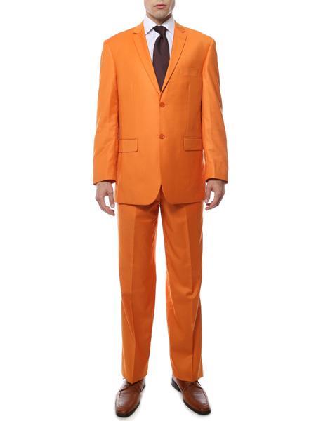 Mens Orange Tuxedo With Pants - Orange Prom 2026 Suit - 38 Short Jacket+32 Waist Adjustable 28to34)(Height: 5’4”to5’7”)(Neck 15-16.5)S-M)