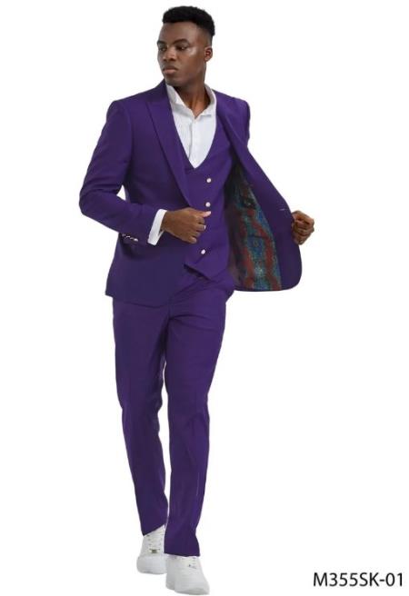 Mardi Gra Custom - Purple and Gold Two Toned Tuxedo - 34 Short or Extra Small