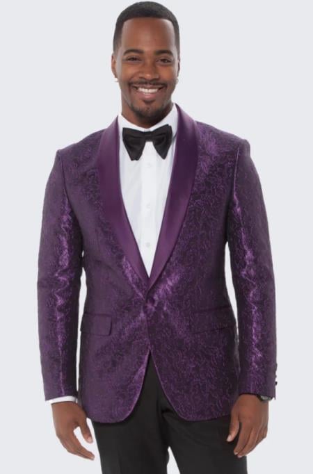 Purple Paisley Tuxedo Jacket Slim Fit - S or Small