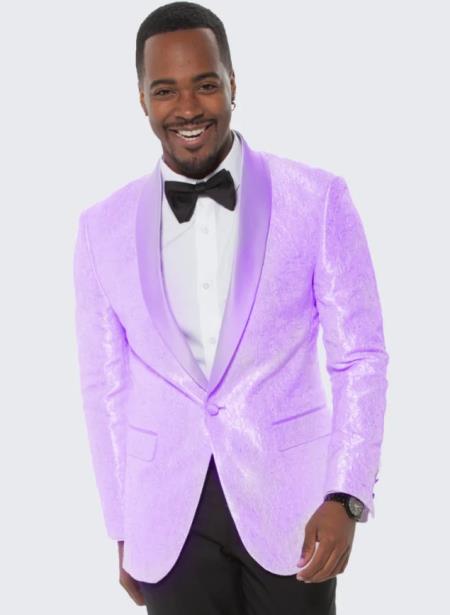 Lavender Paisley Tuxedo Jacket Slim Fit - S or Small