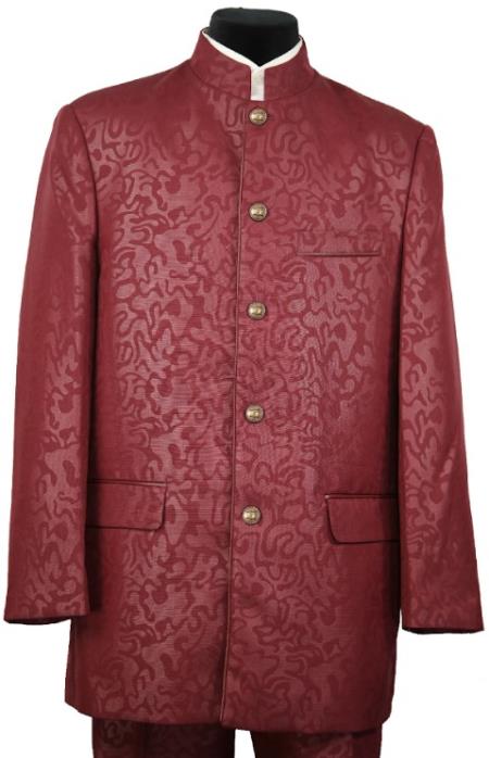 Burgundy Wedding Tuxedo - Indian Style Paisley Suit - S or Small