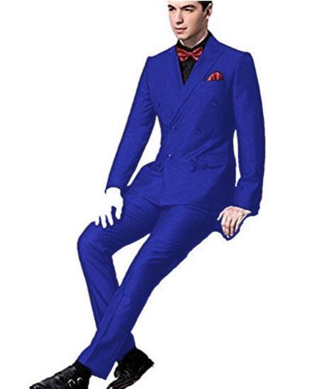 Ultra Slim Fit Double Breasted Royal Suit - Narrow Leg Pants - Gucci Cut - Tapered Jacket - 38 Short Jacket+32 Waist Adjustable 28to34)(Height: 5’4”to5’7”)(Neck 15-16.5)S-M)