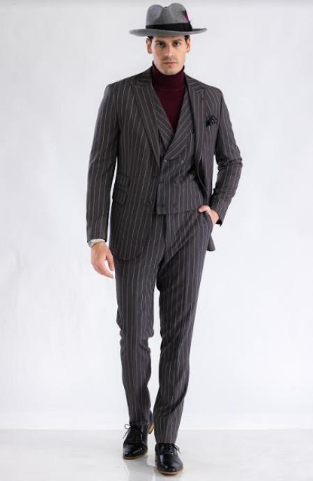 Turtleneck Suit + Free Turtleneck Sweater Package - Black Mens Suit - 38 Short Jacket+32 Waist Adjustable 28to34)(Height: 5’4”to5’7”)(Neck 15-16.5)S-M)