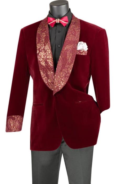 Mens Blue Regular Fit Velvet Jacket with Wide Shawl Lapel Burgundy - 38 Short Jacket+32 Waist Adjust 28to34)(Height: 5 4 to5 7 )(Neck  15-16.5)S-M)