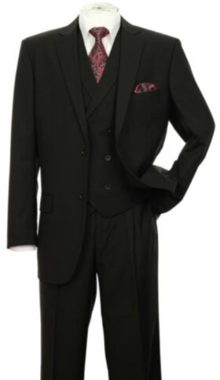 Modern Fit Wool Feel Two Button Jacket with Suit Black - 38 Short Jacket+32 Waist Adjustable 28to34)(Height: 5’4”to5’7”)(Neck 15-16.5)S-M)