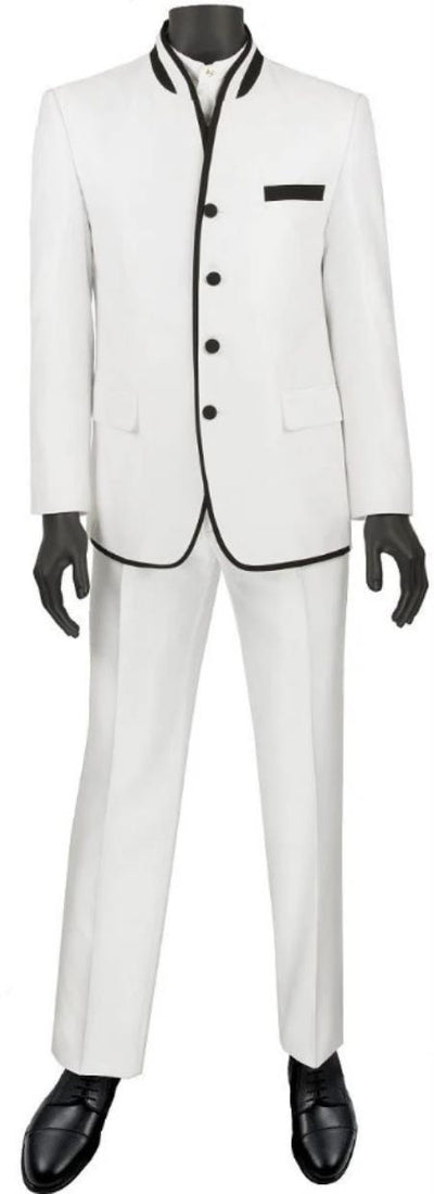 Wedding Groom Suit - Prom 2026 Tuxedo Suit - No Collar Weddig Tuxedo - White
