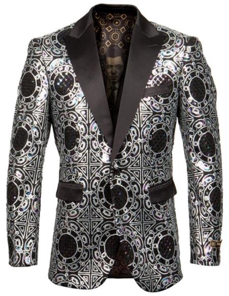Style# SO4ME259H-01-SILVER Mens Blazer - Wedding Silver Tuxedo - Prom 2026 Blazer - S or Small