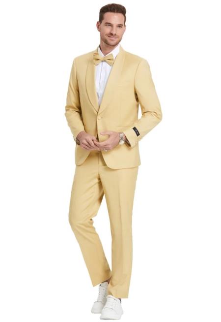 Prom 2026 Suit - Light Gold Prom Tuxedo - Summer Slim Fit Suits - 38 Short Jacket+32 Waist Adjustable 28to34)(Height: 5’4”to5’7”)(Neck 15-16.5)S-M)