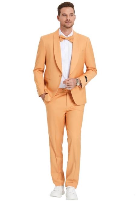Prom 2026 Suit - Light Orange Prom Tuxedo - Summer Slim Fit Suits - 38 Short Jacket+32 Waist Adjustable 28to34)(Height: 5’4”to5’7”)(Neck 15-16.5)S-M)