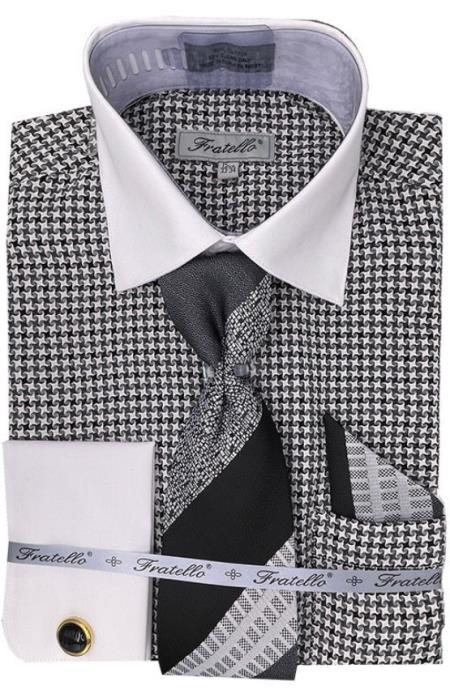 Mens Black Plaid Dress Shirt - Medium 15.5" Neck/34-35" Sleeve