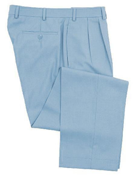 Zacchi Mens Dress Pleated Blue Slacks - Colorful Pants - dress size pants : 28 Unfinished bottom