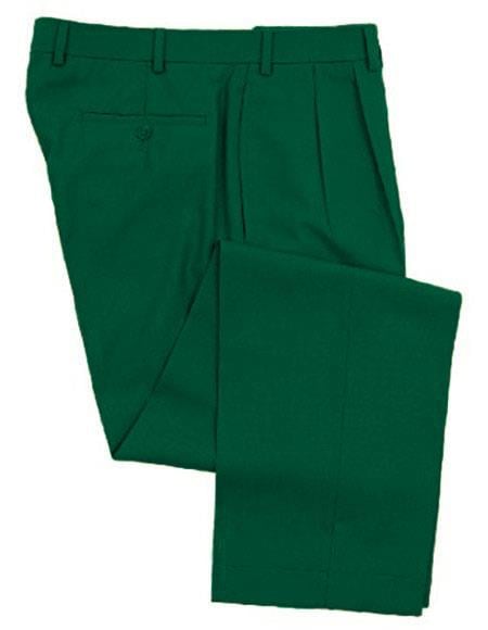 Zacchi Mens Dress Pleated Green Slacks - Colorful Pants - dress size pants : 28 Unfinished bottom