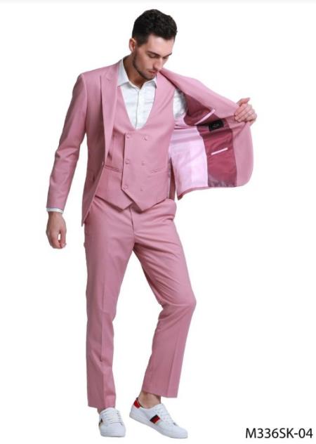 Mens Mauve Suit - 38 Short Jacket+32 Waist Adjustable 28to34)(Height: 5’4”to5’7”)(Neck 15-16.5)S-M)