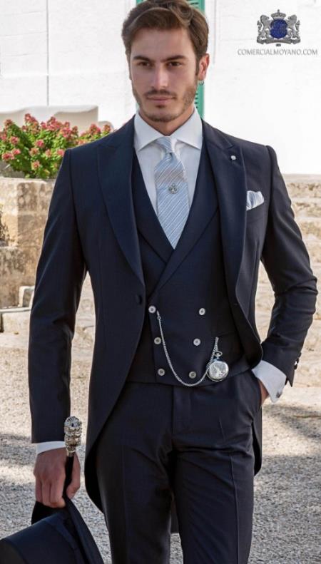 Slim Fit Suit - Vested Morning Navy Blue Suit - 58R
