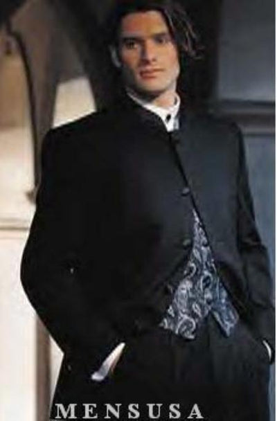 Mandarin Collar Tuxedo - Mandarin Tuxedo - No Collar Suit - Black Suit