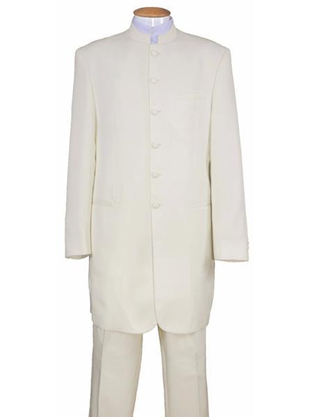 Mandarin Collar Tuxedo - Mandarin Tuxedo - No Collar Suit - Cream Suit - 34 Short or Extra Small