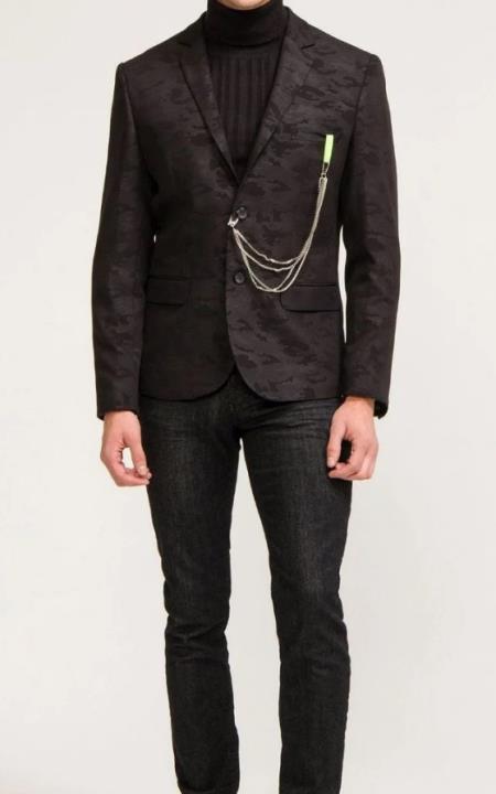 Mens Black Camo Blazer - 36 Short