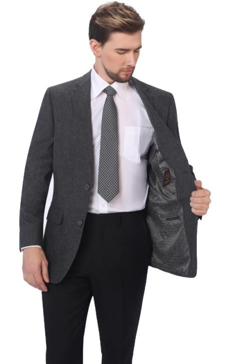 Mens Casual 2 Buttons Classic Fit Jacket Charcoal - 38 Short Jacket+32 Waist Adjustable 28to34)(Height: 5â€™4â€to5â€™7â€)(Neck 15-16.5)S-M)