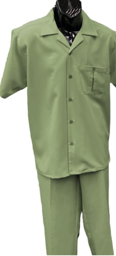 Mens Walking Suit - Big and Tall Casual Suit - Sage Suit Up to 6XL Pants - XXXXL or 4XL