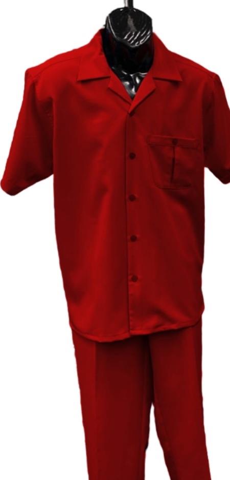 Mens Walking Suit - Big and Tall Casual Suit - Red Suit Up to 6XL Pants - XXXXL or 4XL