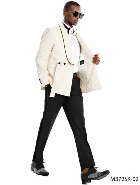 Paisley Sportcoat - Wedding Tuxedo Suit - Prom 2026 Champagne Blazer - 36 Short
