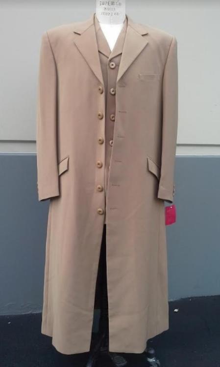 Mens Zoot Suit - Tanish Brownish Fashion Suit - Maxi Suit - 38 Short Jacket+32 Waist Adjustable 28to34)(Height: 5â€™4â€to5â€™7â€)(Neck 15-16.5)S-M)