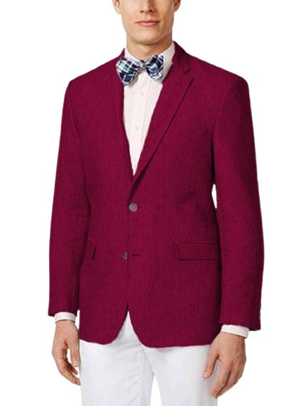 Mens Linen Blazer - Burgundy Linen Sport Coat - Summer Blazer - 38 Short Jacket+32 Waist Adjust 28to34)(Height: 5 4 to5 7 )(Neck  15-16.5)S-M)