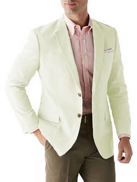 Mens Linen Blazer - Ivory Linen Sport Coat - Summer Blazer - 38 Regular
