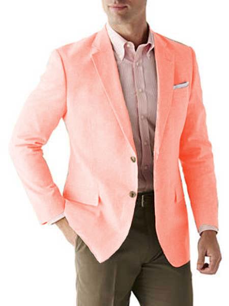 Mens Linen Blazer - Salmon Linen Sport Coat - Summer Blazer - 38 Regular
