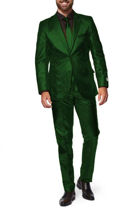 Shiny Hunter Green Suit - Shiny Tuxedo - 38 Short Jacket+32 Waist Adjustable 28to34)(Height: 5’4”to5’7”)(Neck 15-16.5)S-M)