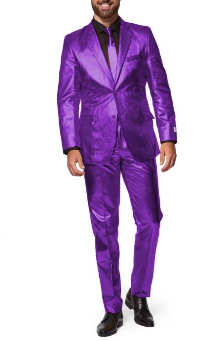 Shiny Purple Suit - Shiny Tuxedo - 38 Short Jacket+32 Waist Adjustable 28to34)(Height: 5’4”to5’7”)(Neck 15-16.5)S-M)