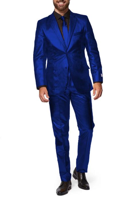 Shiny Royal Blue Suit - Shiny Tuxedo - 38 Short Jacket+32 Waist Adjustable 28to34)(Height: 5’4”to5’7”)(Neck 15-16.5)S-M)
