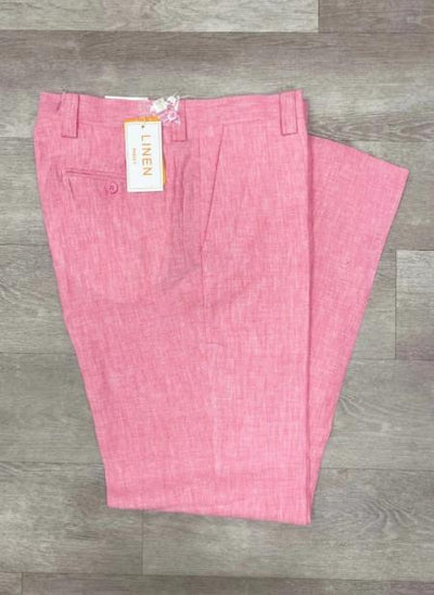Linen Flat Front Pants Pink