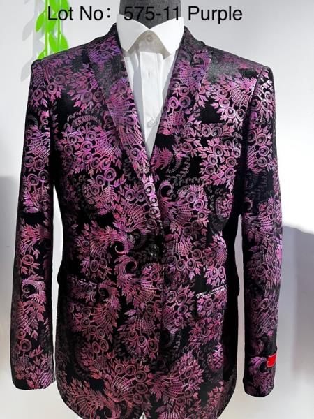 Retro Paris Suits Mens Suit Purple - Purple